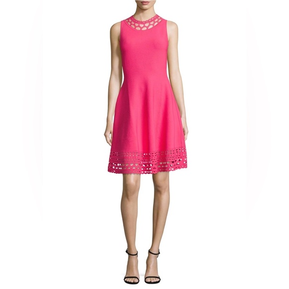 Milly Cutout Swing Dress In Fuchsia - Picture 1 of 14